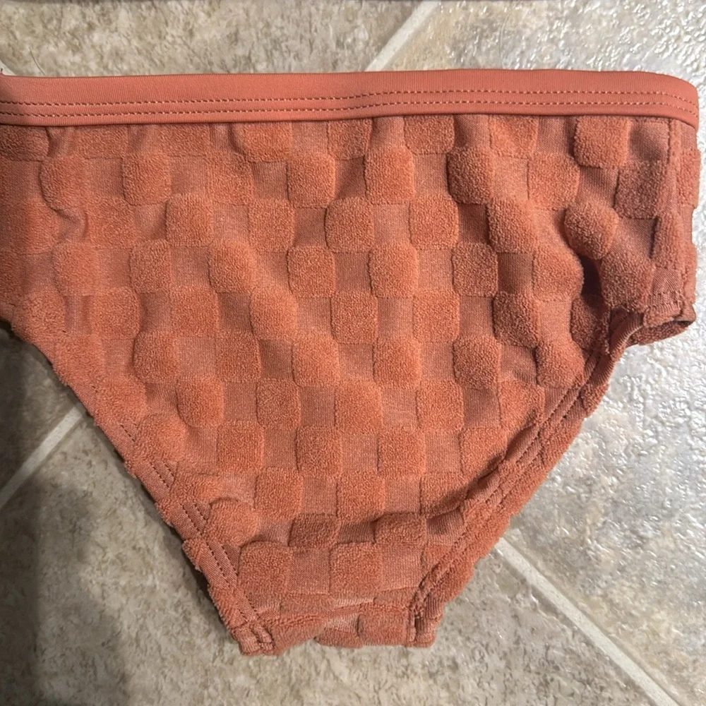 Little Co. Terry Cloth Checkered Two-Piece Swimsuit Bikini Set in Sunburn‎